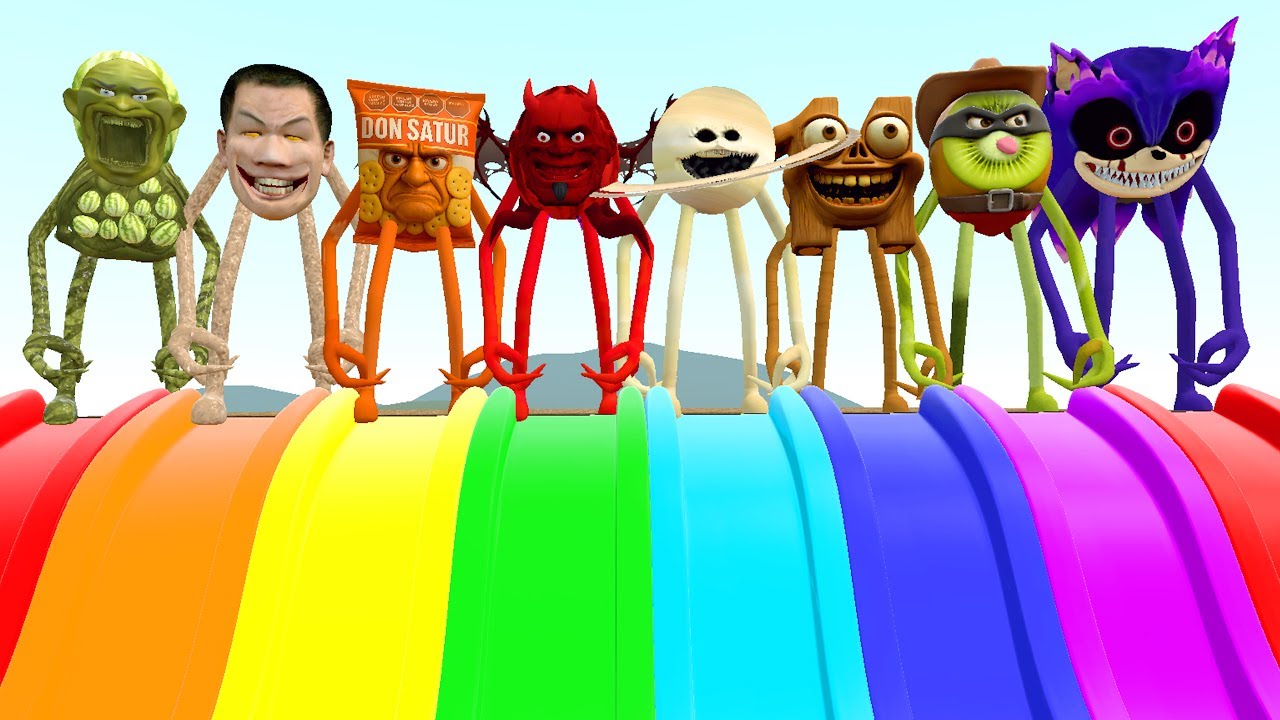 GIANT SLIDE ALL 3D SMILEY STYLIZE LIN GANG LABUBU ITALIAN BRAINROT SPARTAN KICKING In Garry's Mod