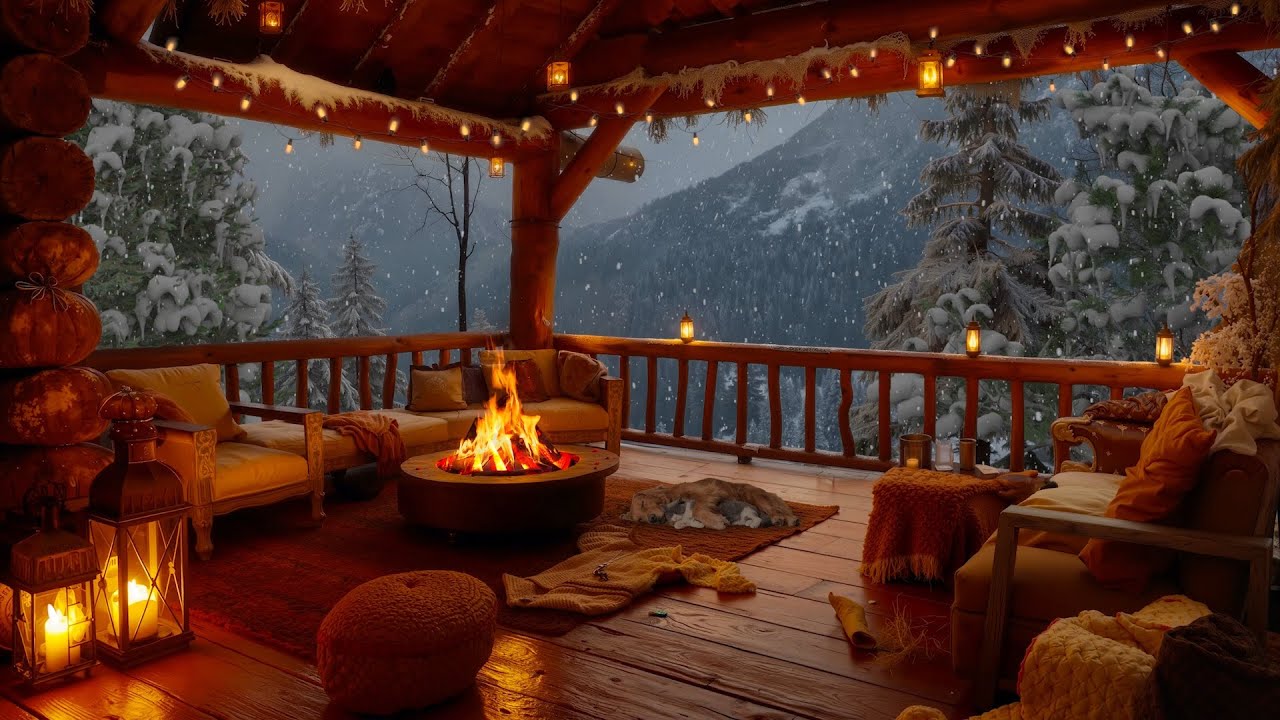 Нежная ноябрьская зима и мягкое пианино ❄️ Уютный домик с падающим снегом и сияющим камином