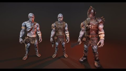 PBR Blue Orc Characters Pack Turntable - animated 3D model download