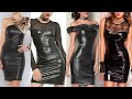 most beautiful and gorgeous fuax leather & latex mini bodycon dress designs ideas//leather outfits