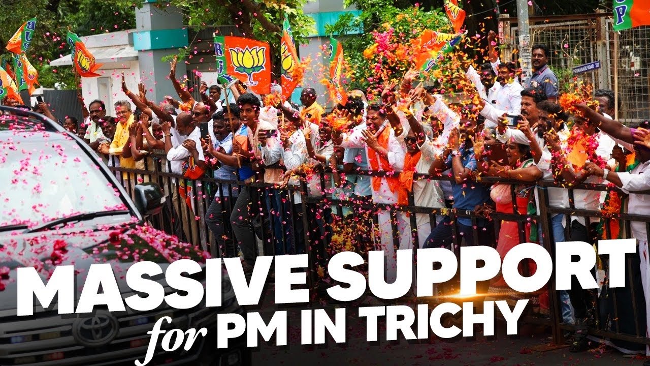 PM Modi gets a warm welcome in Trichy, Tamil Nadu - YouTube