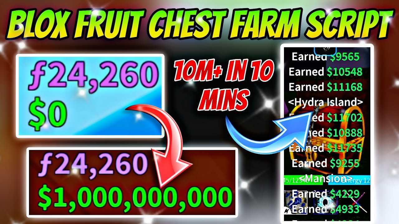 BLOX FRUITS Script Mobile AUTO FARM CHEST  SUPER FAST BELI FARM (10 MINUT  = 1M BELI) 🔥🔵 