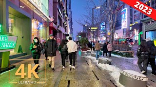 Seoul, South Korea 🇰🇷 Gangnam | Christmas Eve Street Walk | 강남 서울 한국 | 4K | Virtual Walking 2023