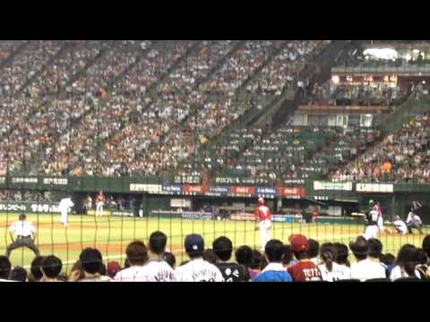 2014年7月18日マツダオールスターゲーム第1戦　菊池のタイムリーヒットでオールセントラル1点先制