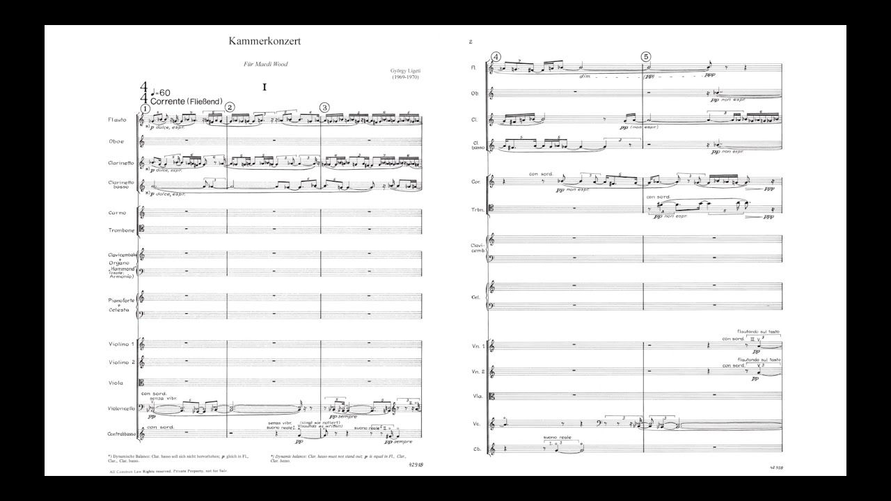 Ligeti - Kammerkonzert (score) [HD] - YouTube