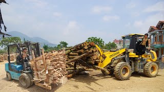 How to produce peeled boards in 2023, using pick-up trucks, forklifts to transfer wood, boards