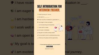 Self Introduction for Interview 🔥 | Fresher English Speaking #interviewpreparation #shorts