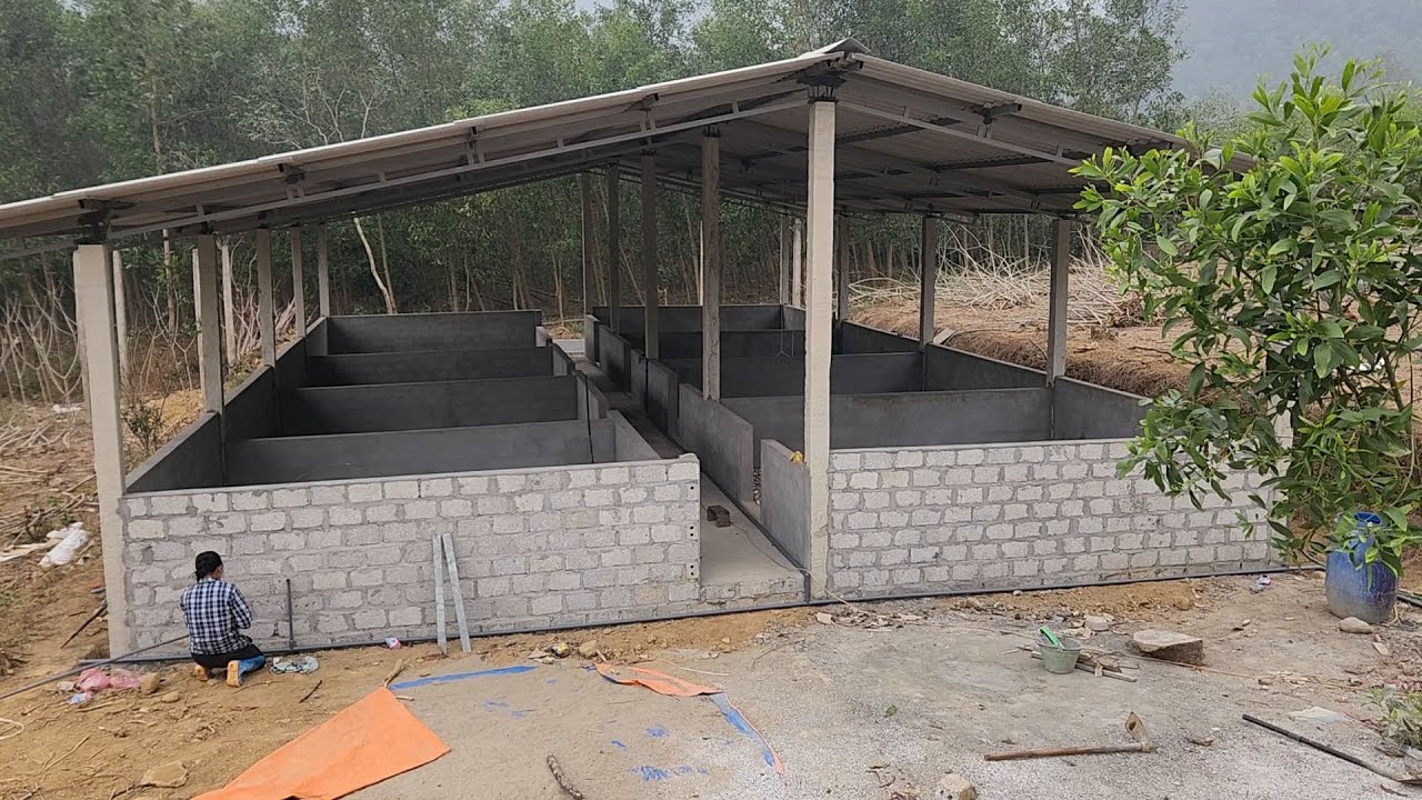 Complete the water system for the pig barn. Clean the water tank