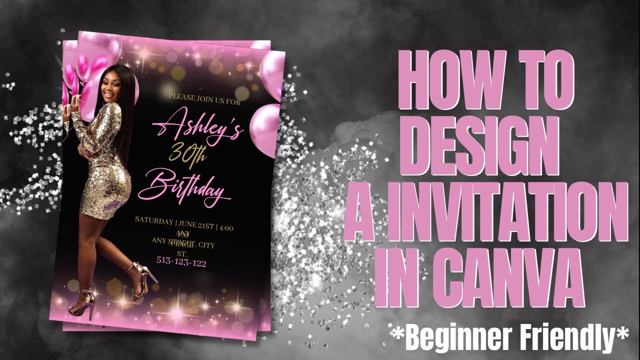 How to design a invitation in canva  diy birthday invitation  design in canva  canva  photoshop
