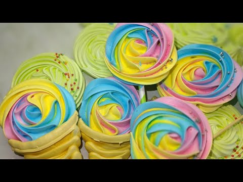 Меренги на палочке.  Швейцарское безе (мокрое безе).