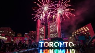 2019 New Year Celebration Fireworks at Nathan Phillips Square, TORONTO, CANADA