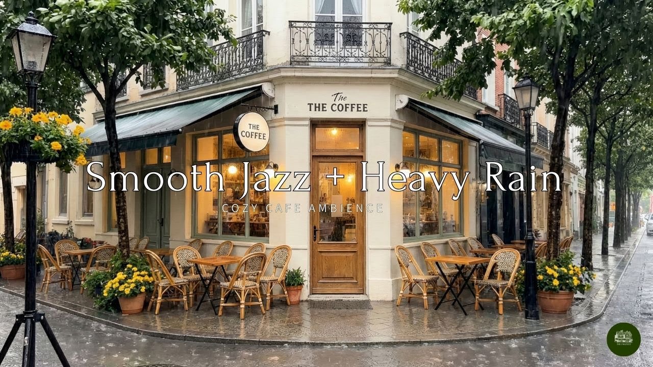 LIVE Ambient Jazz Café ☕ Rainy Atmosphere Outside for Stress-Free Sleep