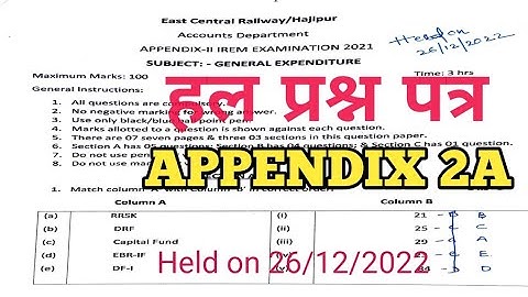 Solution of Appendix 2A Exam। Expenditure Paper 26/12/2022