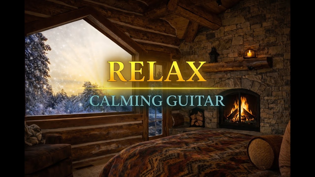 RELAX | 1 Hour Calming Guitar | Cozy Cabin Window Ambience