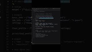 Python Dictionary Merge Trick 🔥 {**dict1, *dict2} Explained in 60 Seconds#coding#hitcodear#codingbat