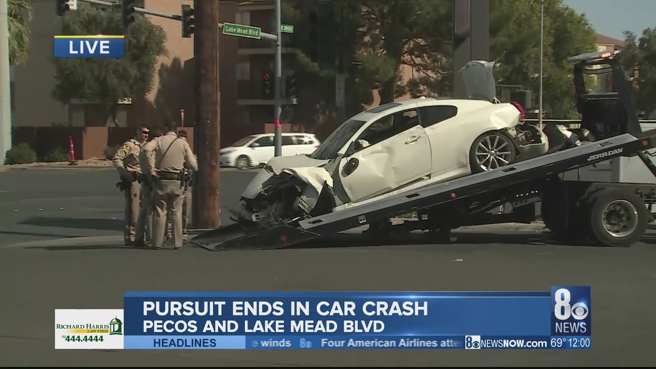 Police pursuit ends in crash at Lake Mead, Pecos following armed