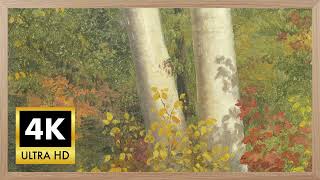 Birch in Autumn | Vintage Framed Fall Painting + Autumn Jazz  [4K Video] screenshot 4