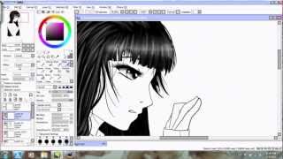 Paint Tool Sai - Coloring Black Hair in Realtime