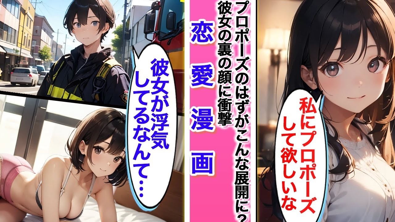 【漫画】サプライズでプロポーズのはずがこんな展開に？彼女の裏の顔に衝撃！？【AI漫画】#ai動画 #恋愛漫画 #胸キュン