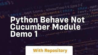 Python behave not cucumber module demo 1