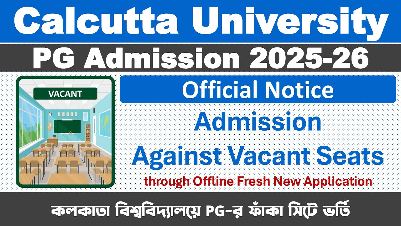 Calcutta University PG Admission Against Vacant Seats 2025-26: CU PG ...