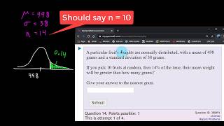 Problem from the HW:  Sampling Distribution-Working backwards