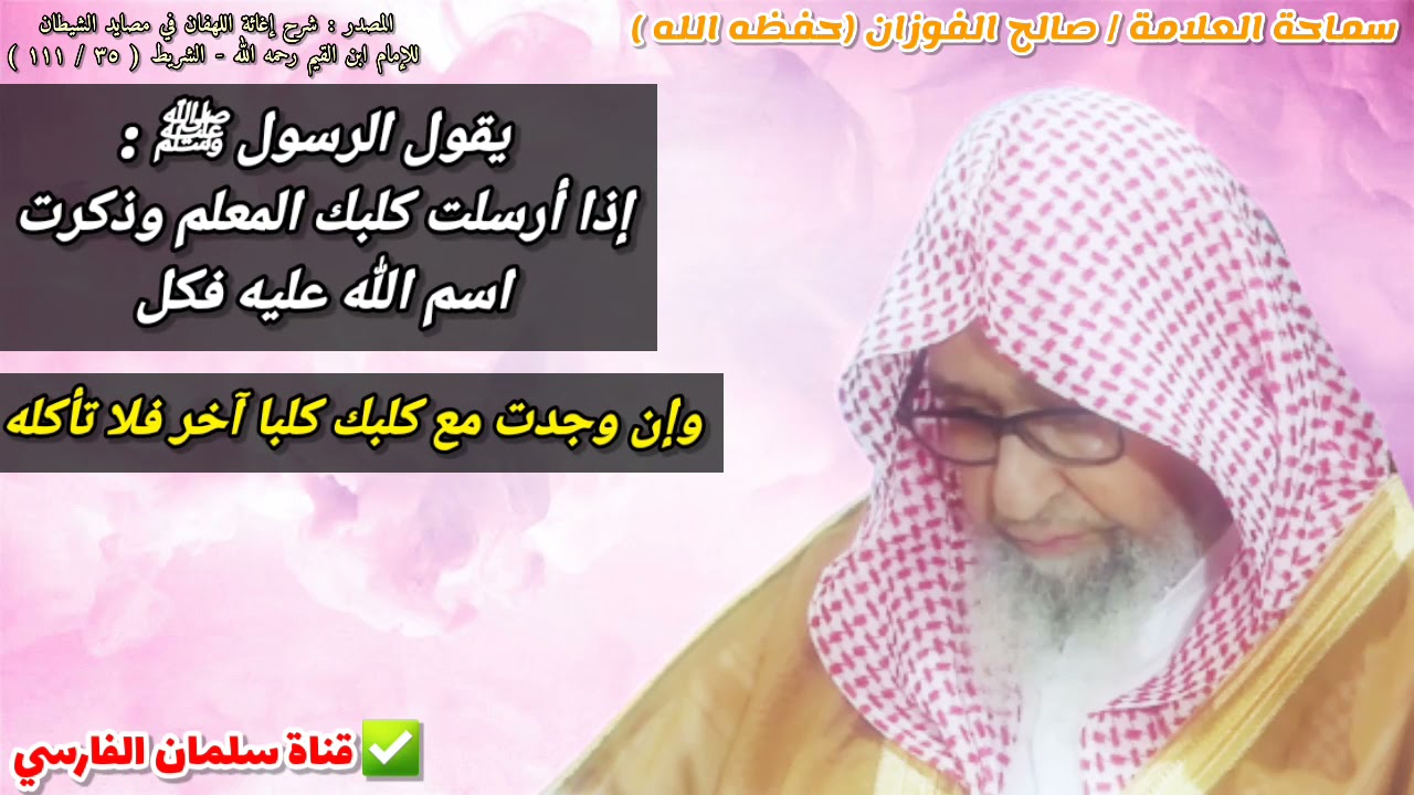 إذا أرسلت كلبك المعلم وذكرت اسم الله عليه فكل وإن وجدت مع كلبك كلبا آخر فلا تأكله | صالح الفوزان