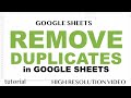 Remove Duplicates - Google Sheets