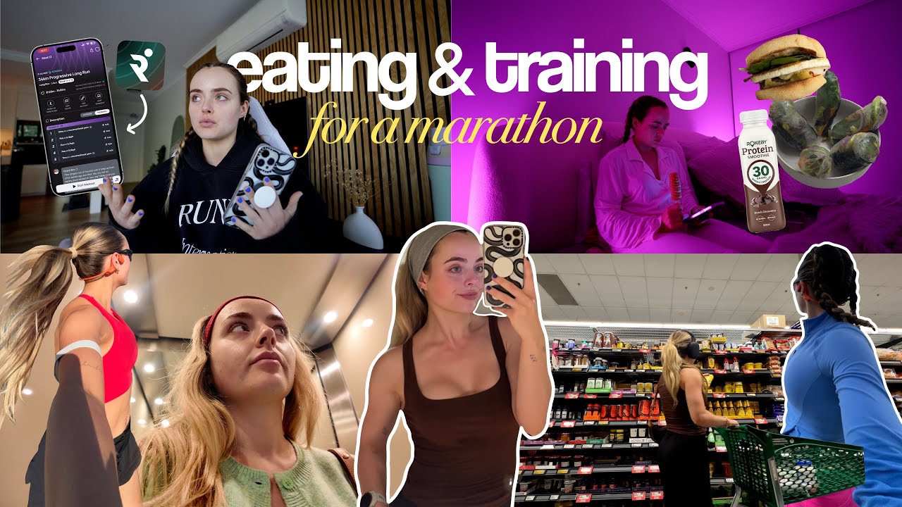 eating & training for a marathon: running plan, meals, errands, intervals + grocery shop