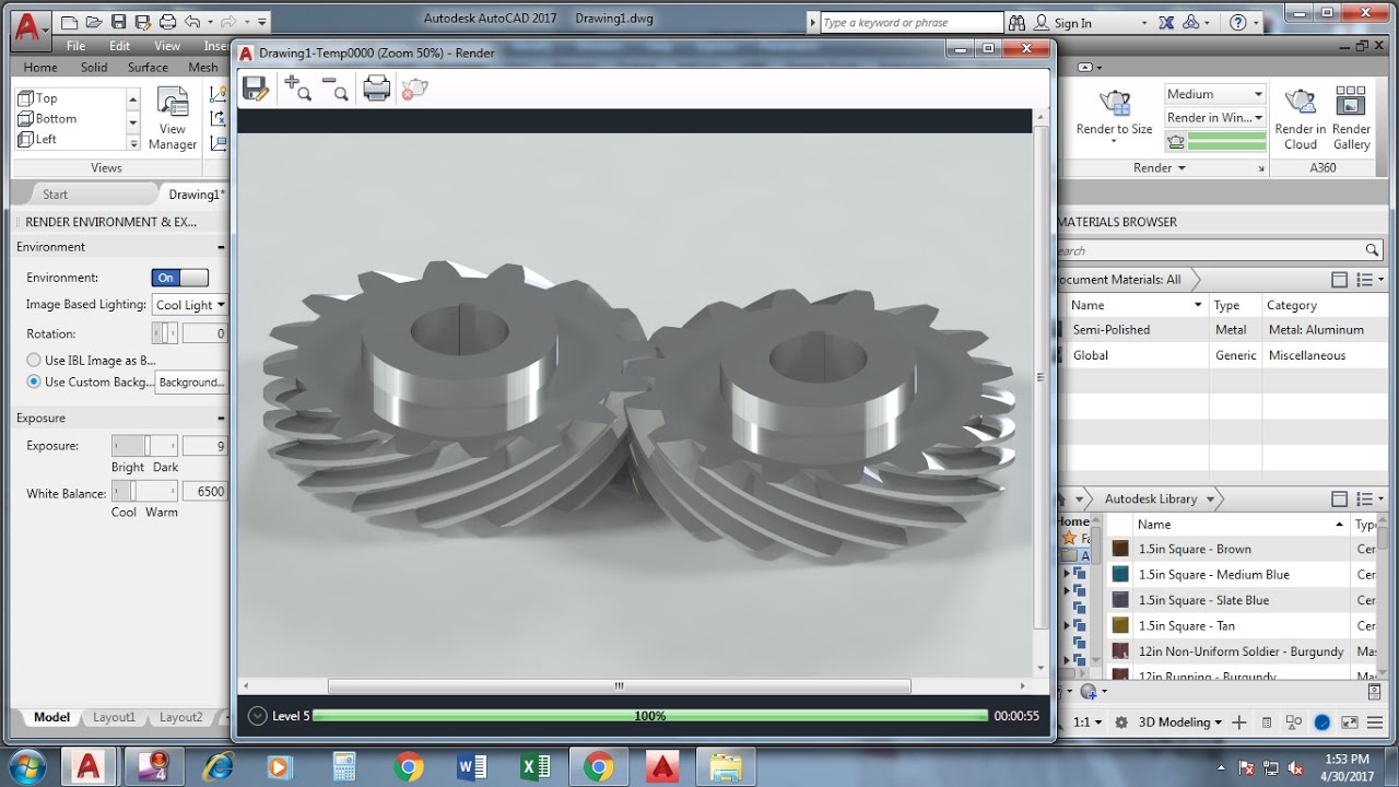 Making 3D Helical Gear by Sweep (twist) command Autocad