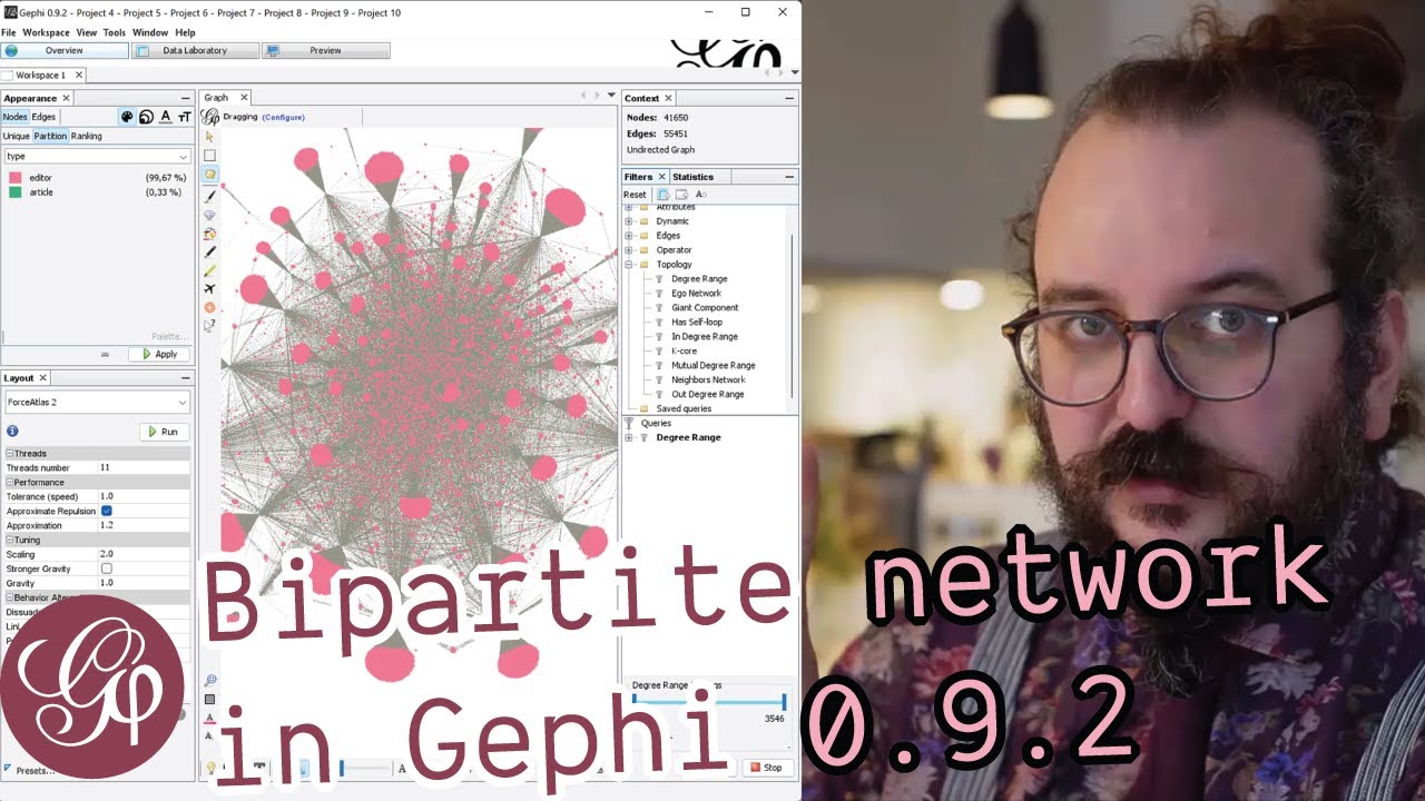 Bipartite network in Gephi