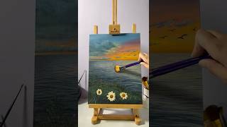 Oil painting 🎨 Sunset shores and blooming daises 🤍