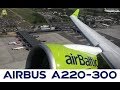 Airbus A220-300 (CS300) SUPER SILENT Geared Turbofan Takeoff with SCENIC airport views! [AirClips]