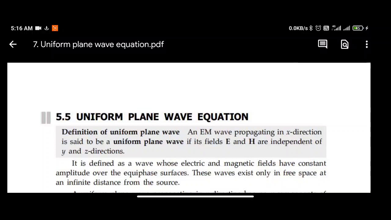 uniform plane wave E&H - YouTube