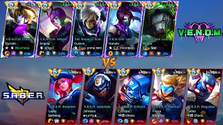 VENOM VS SABER SQUAD (who will win? ) 5v5 - Mobile legends