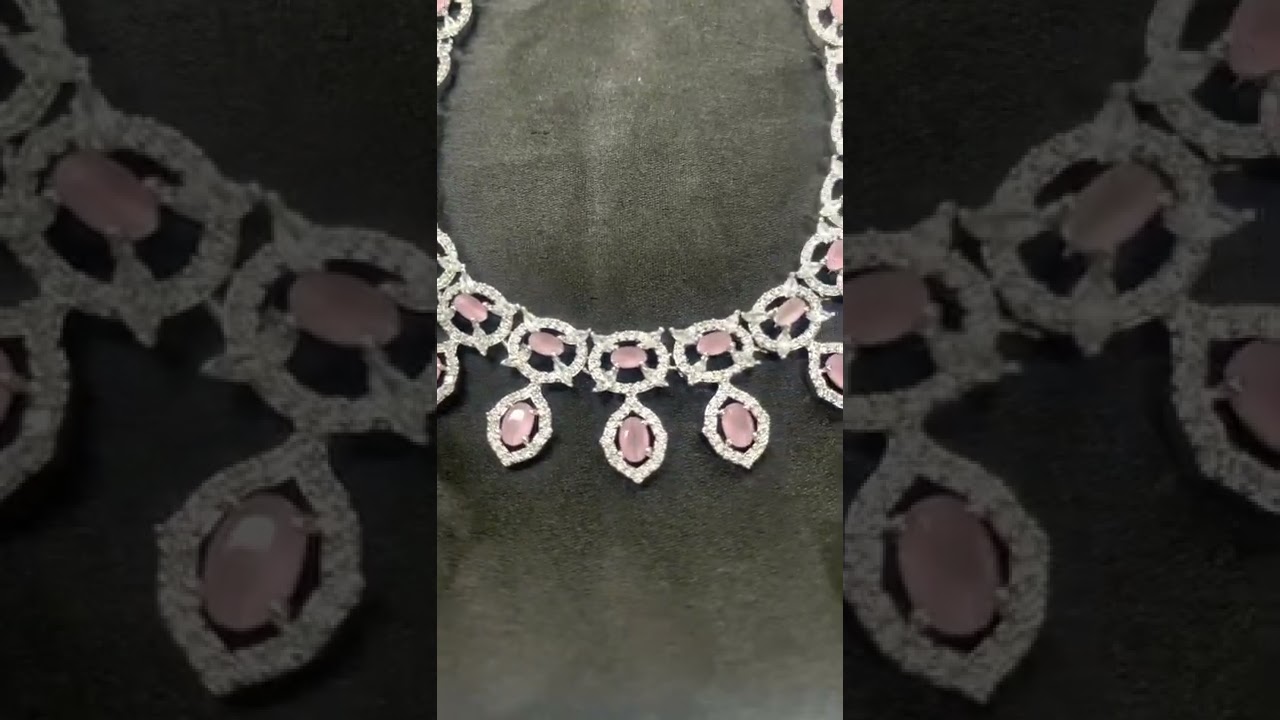 Shine Bright with Sayda Jewels: Light Pink Gem Necklaces Adorned with Diamonds! Shop Now and Spark 💎