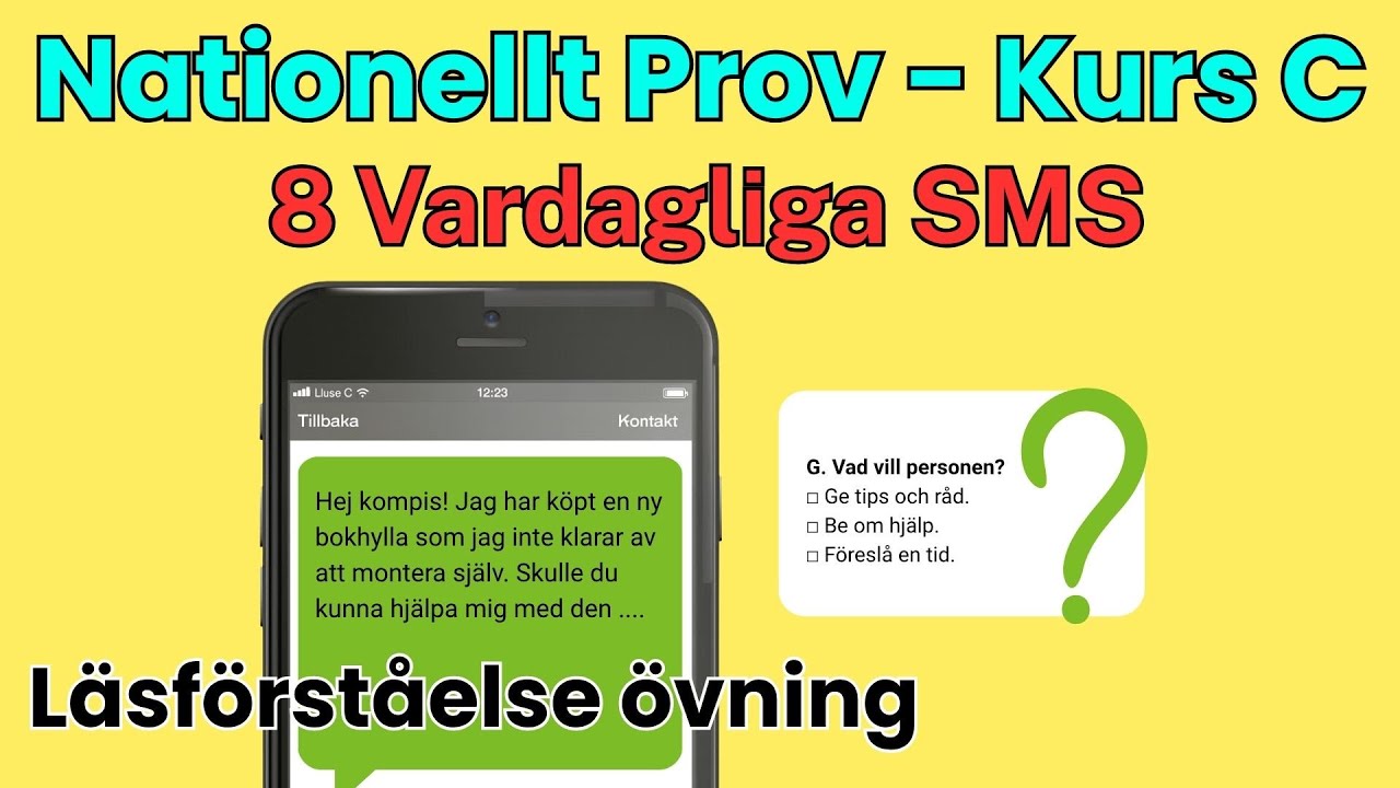 Nationellt prov SFI C – Läsförståelse | 8 vardagliga SMS (övning med frågor)