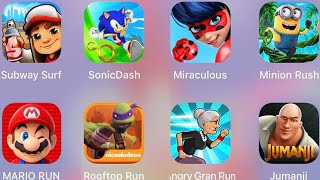 Subway Surf,Jumanji,Minion Rush,Miraculous Lady,Rooftop Run,Mario Run,Angry Gran Run,Sonic Dash screenshot 5