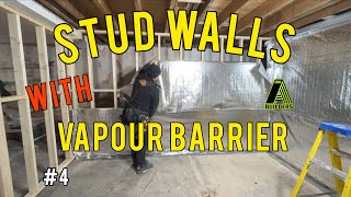 Forming the new kitchen stud walls and vapour barrier