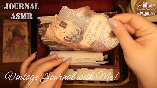 ASMR Journal | Decorate a Vintage Journal with Me | Aesthetic Journaling - Collage Relaxing Sounds 🦋