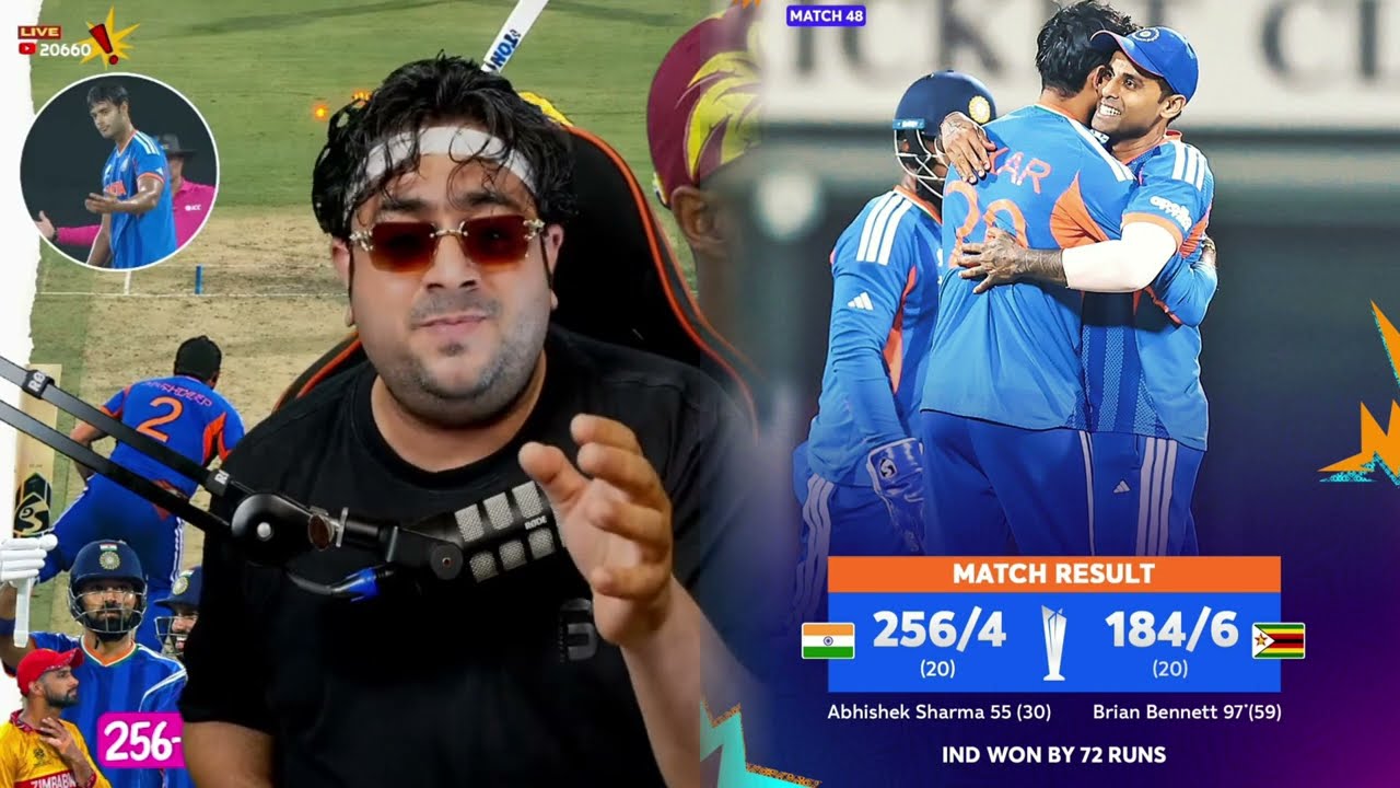 T20 WORLD CUP INDIA 256/4 vs 184/6ZIMBABWE INDIA WON BY 72RUNS Hardik Pandya23(50)#viral#t20worldcup