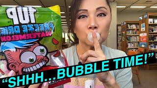 QUIET LIBRARY GUM SNAPPING & BUBBLE BLOWING 🤫📚Crunchy Candy ASMR Mukbang (Trying NOT to Get Caught!)