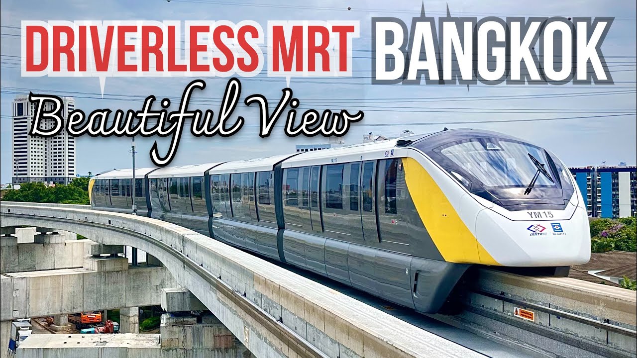 MRT Yellow Line Monorail,Driverless MRT, Beautiful view, Detailed review, Free use for1 month 🇹🇭