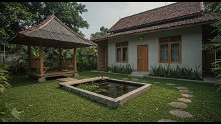 Minimalist Home Garden Design with Fish Pond and Beautiful Gazebo