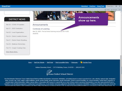 Announcements on FUSD School Homepage