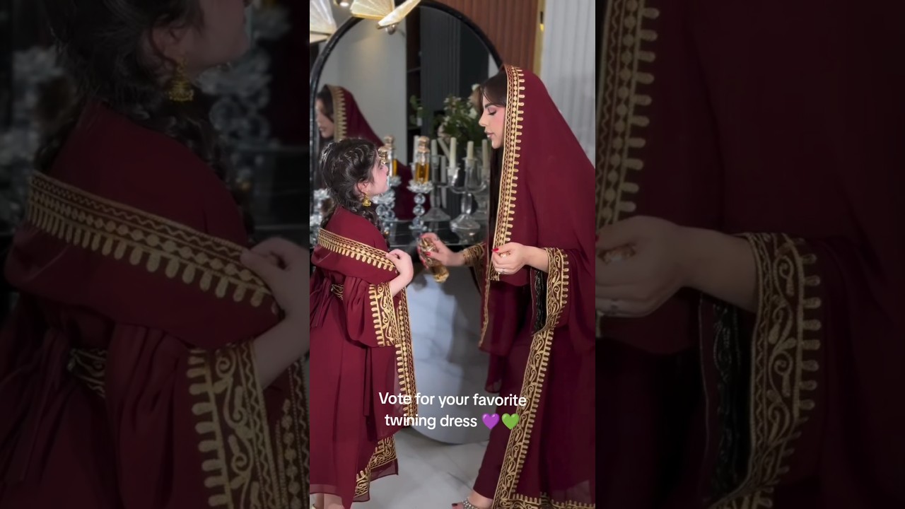 Vote for your favorite twinning dress 💜💚Order here WhatsApp +923034229359 