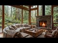Cozy Cabin - Rain and Fireplace to Relax the Mind - 1HR Loop 4K - Ambient Music