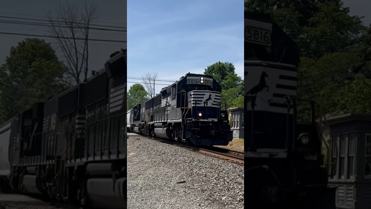 NS 5816 GP38-3 leads NS H76 through Three Bridges NJ with a friendly crew! 5/27/2023 
