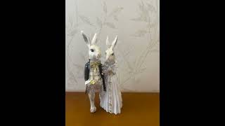 Vintage Rabbit Couple Wedding Figurine
