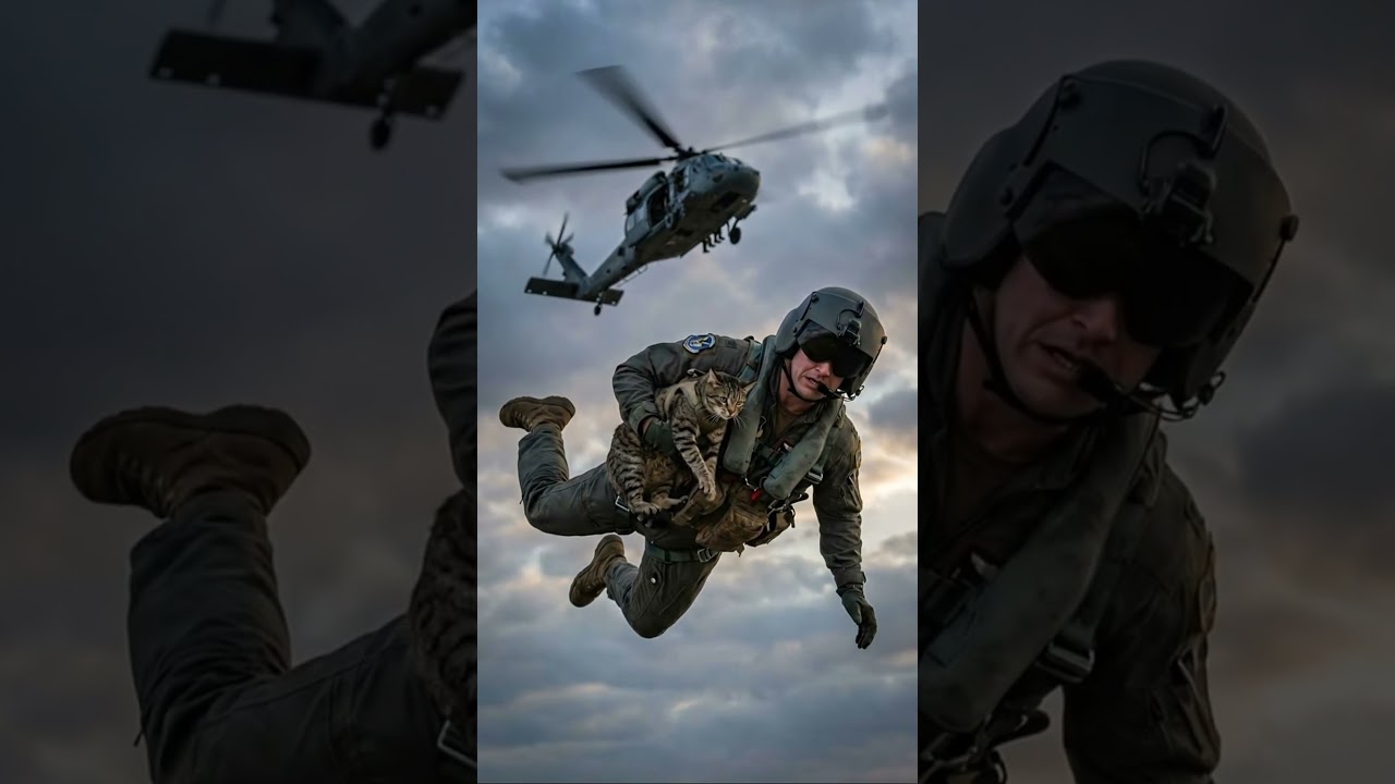 Mother Cat Jumps from Helicopter to Save Kitten 🐱🦅 Brave Sky Rescue | Cat Family Short